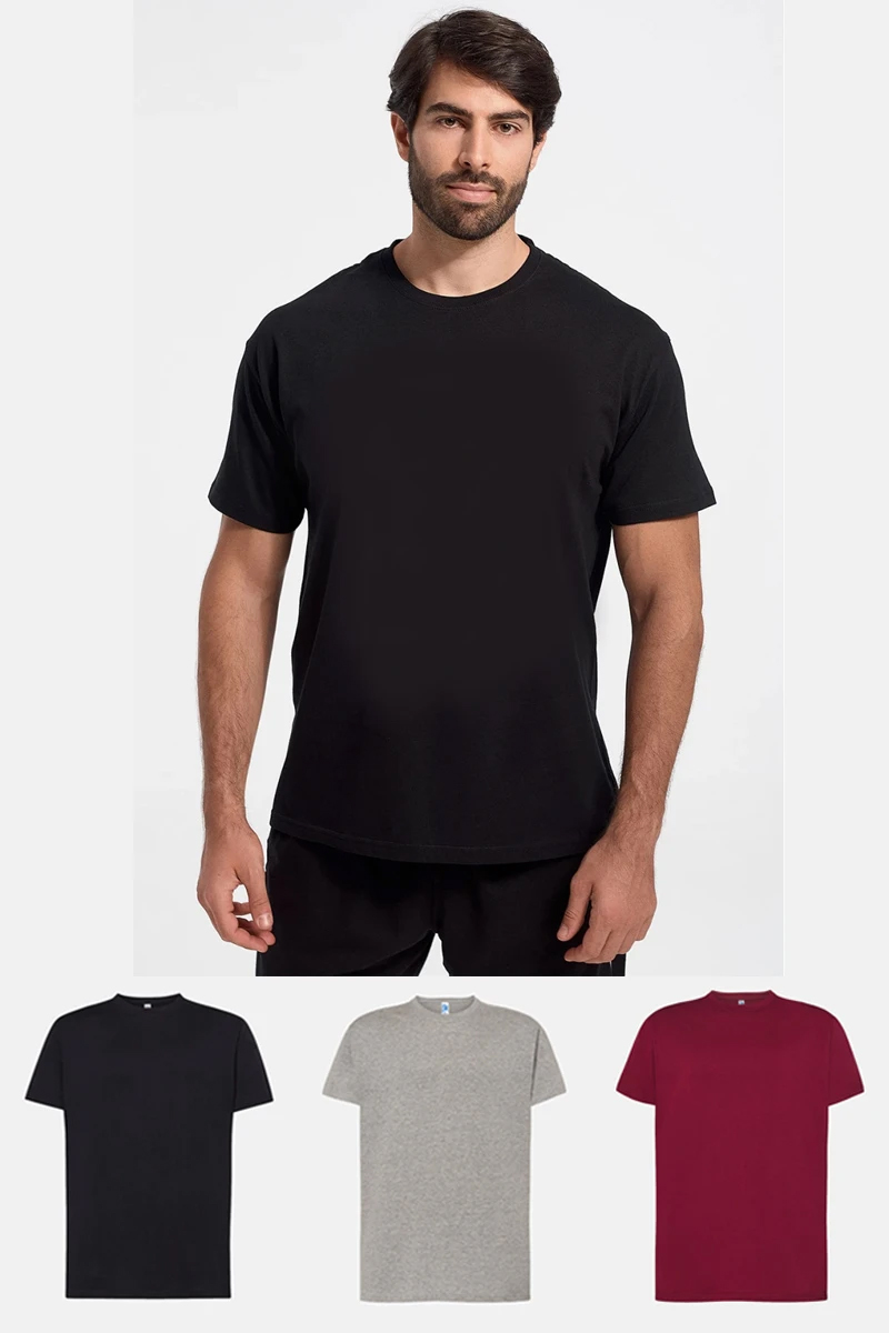 Blank T-Shirts for men JHK 3 Pack Black Grey Bordeaux