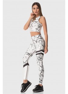 Sports leggings Superstacy White Marble PUSH UP FIT