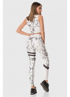 Sports leggings Superstacy White Marble PUSH UP FIT