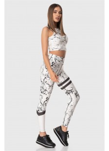 Sports leggings Superstacy White Marble PUSH UP FIT