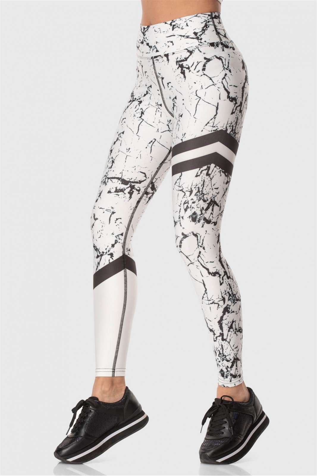 Sports leggings Superstacy White Marble PUSH UP FIT